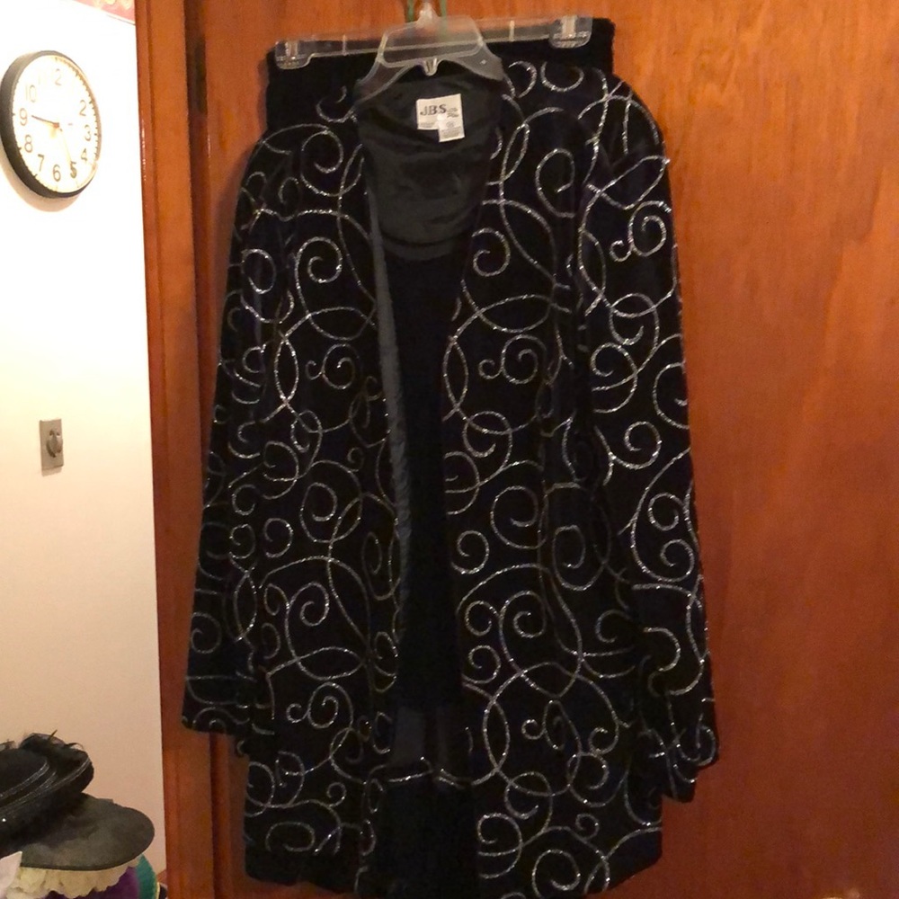Velvet black jacket and skirt